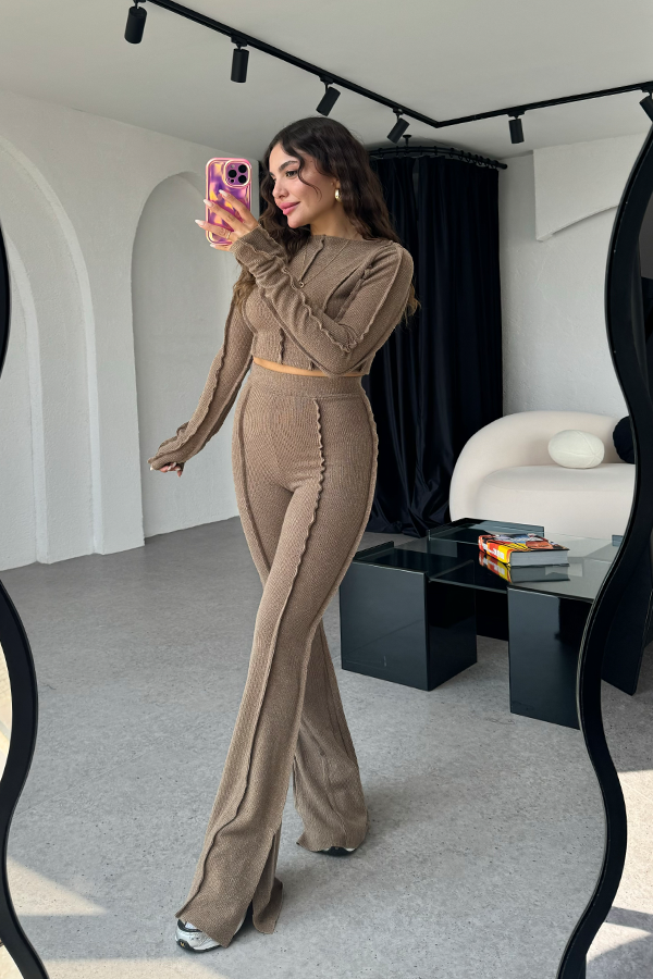 Image of Sienna | Women's Cropped Long Sleeve Two-Piece Set