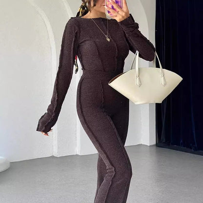 Image of Sienna | Women's Cropped Long Sleeve Two-Piece Set
