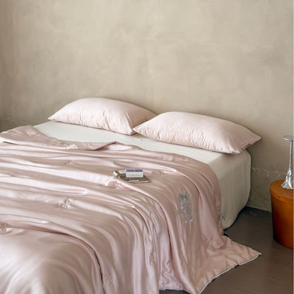 Silky Satin Bedding Set with Fine Embroidery and Cooling Comfort Finish