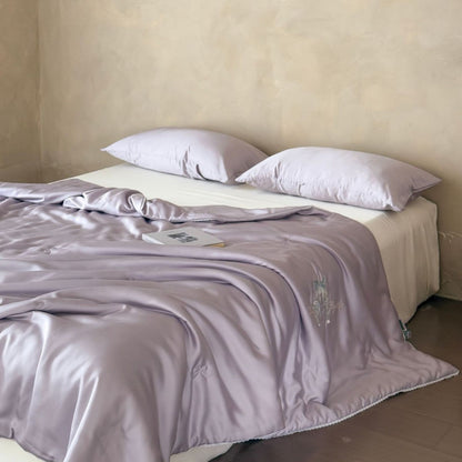 Silky Satin Bedding Set with Fine Embroidery and Cooling Comfort Finish