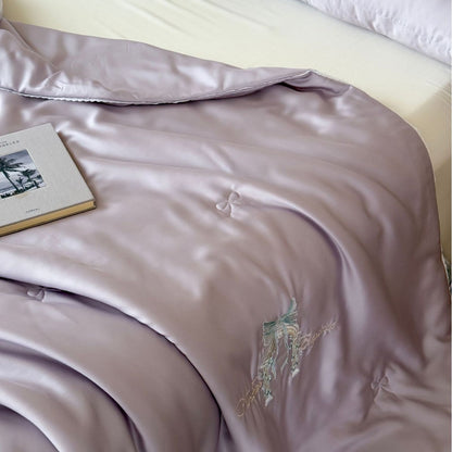 Silky Satin Bedding Set with Fine Embroidery and Cooling Comfort Finish