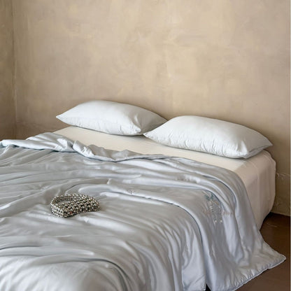 Silky Satin Bedding Set with Fine Embroidery and Cooling Comfort Finish