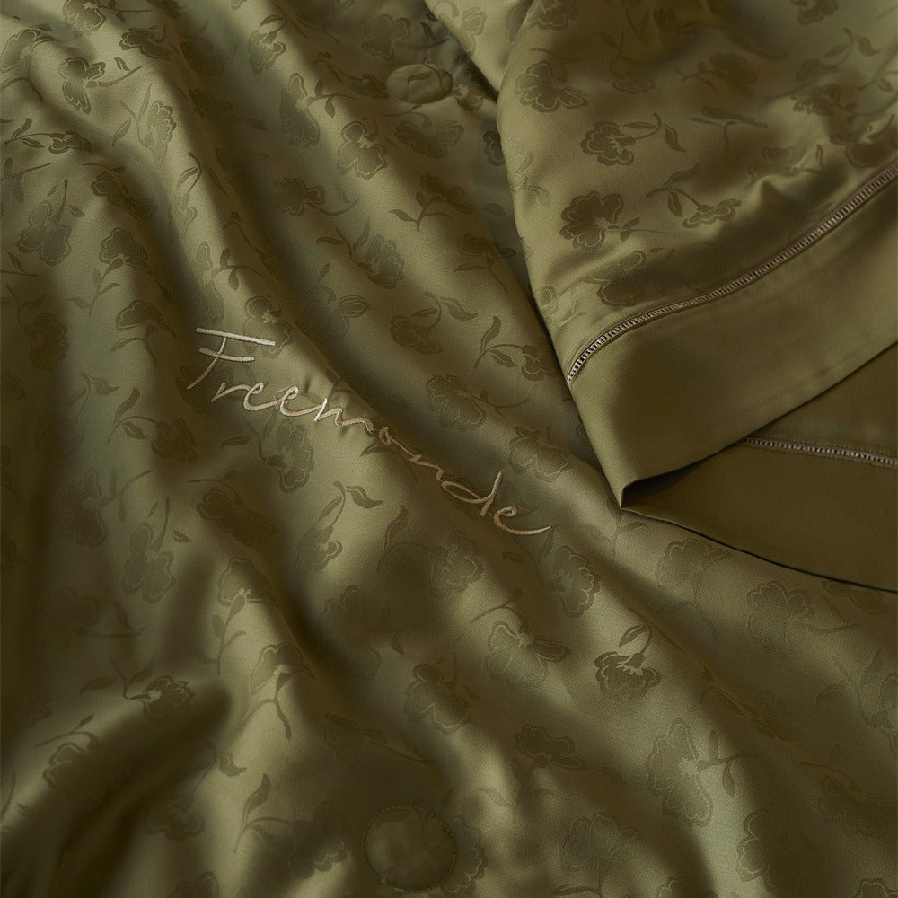 Silky-Sheen Jacquard Satin Throw Blanket and Pillowcase