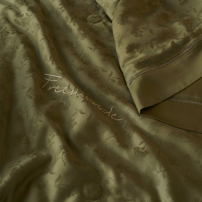 Silky-Sheen Jacquard Satin Throw Blanket and Pillowcase