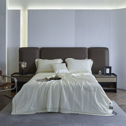 Silky-Sheen Jacquard Satin Throw Blanket and Pillowcase