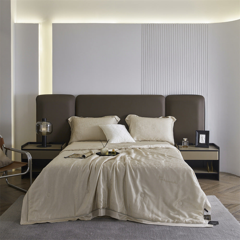 Silky-Sheen Jacquard Satin Throw Blanket and Pillowcase