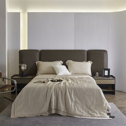 Silky-Sheen Jacquard Satin Throw Blanket and Pillowcase