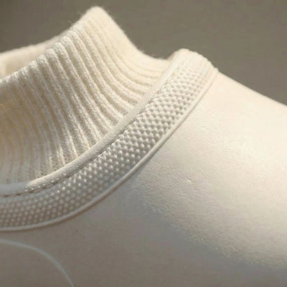 Slip-On Clogs with Knitted Ankle Cuff