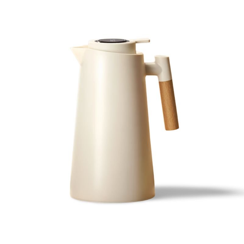 Smart Insulated Thermos Jug with Digital Temperature Display & Wooden Handle