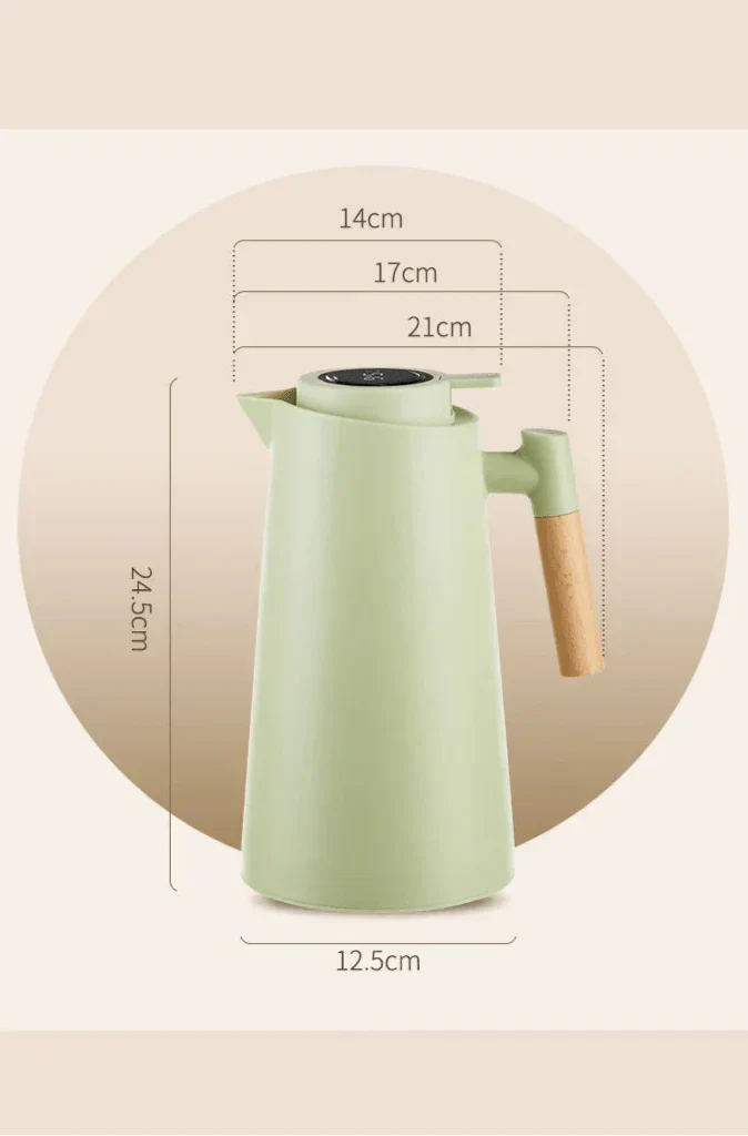 Smart Insulated Thermos Jug with Digital Temperature Display & Wooden Handle