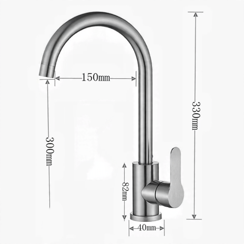 Stainless Steel Kitchen Faucet, Mixer or Cold Water