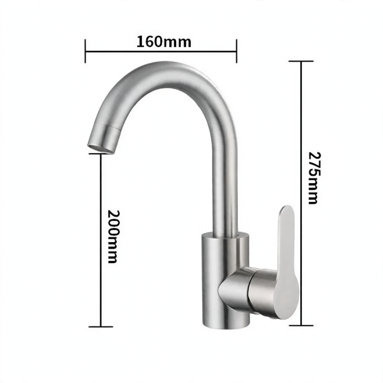 Stainless Steel Kitchen Faucet, Mixer or Cold Water