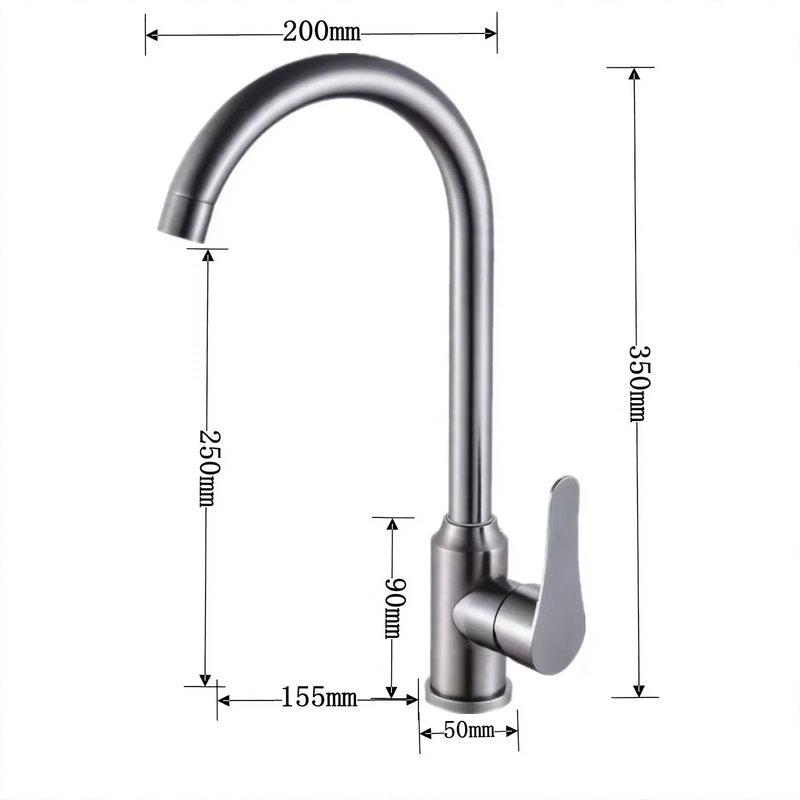 Stainless Steel Kitchen Faucet, Mixer or Cold Water