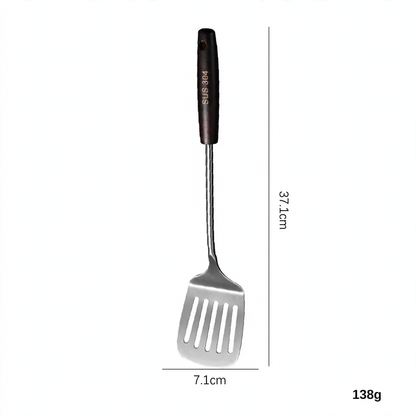 Stainless Steel Kitchen Utensil Set with Wooden Handles