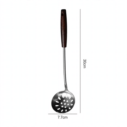 Stainless Steel Kitchen Utensil Set with Wooden Handles