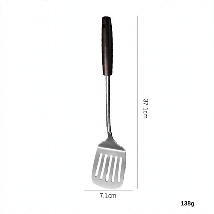 Stainless Steel Kitchen Utensil Set with Wooden Handles