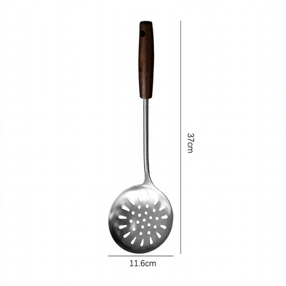 Stainless Steel Kitchen Utensil Set with Wooden Handles