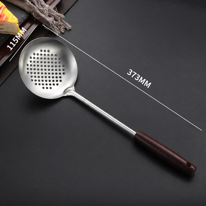 Stainless Steel Kitchen Utensil Set with Wooden Handles