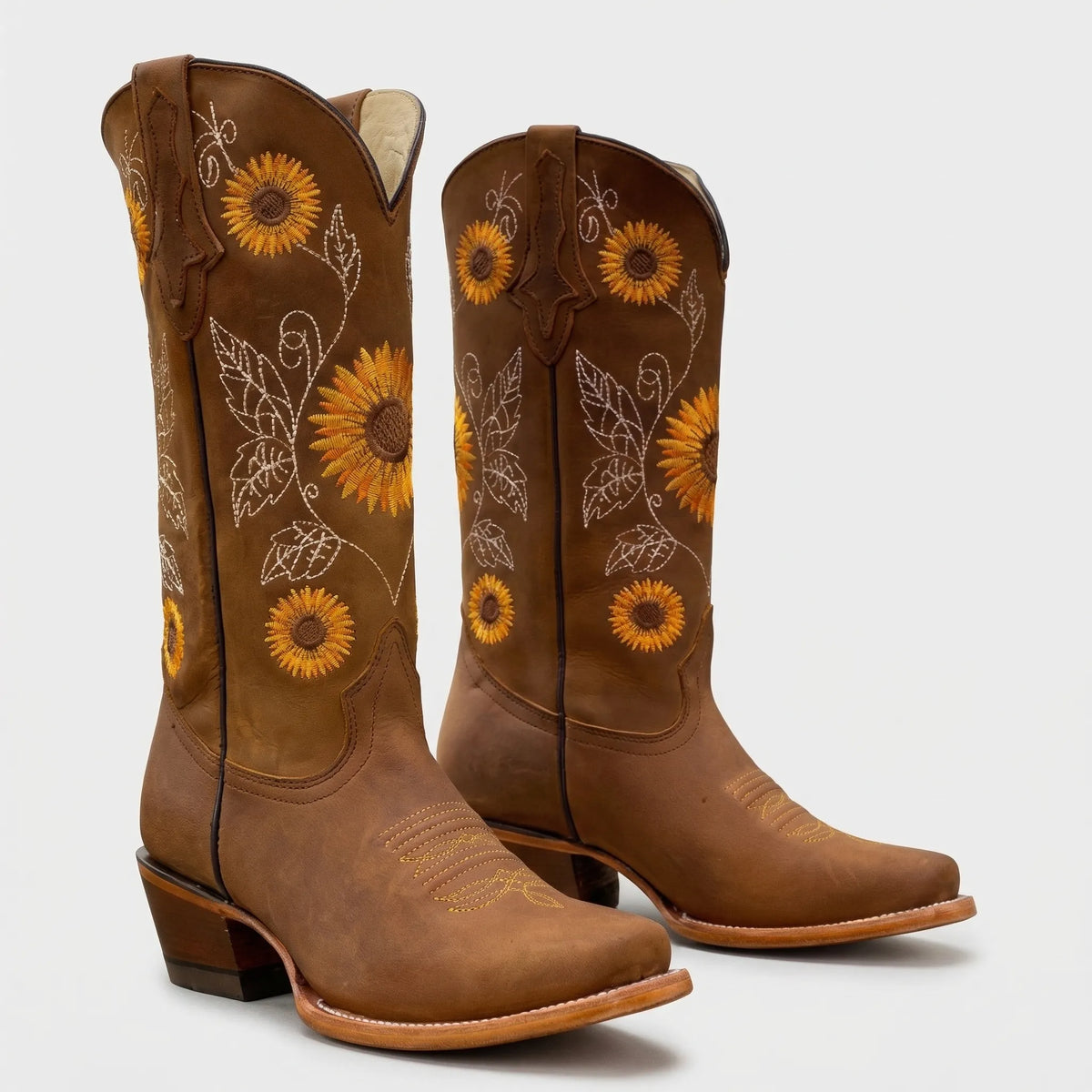 Sunflower Embroidered Western Cowboy Boots