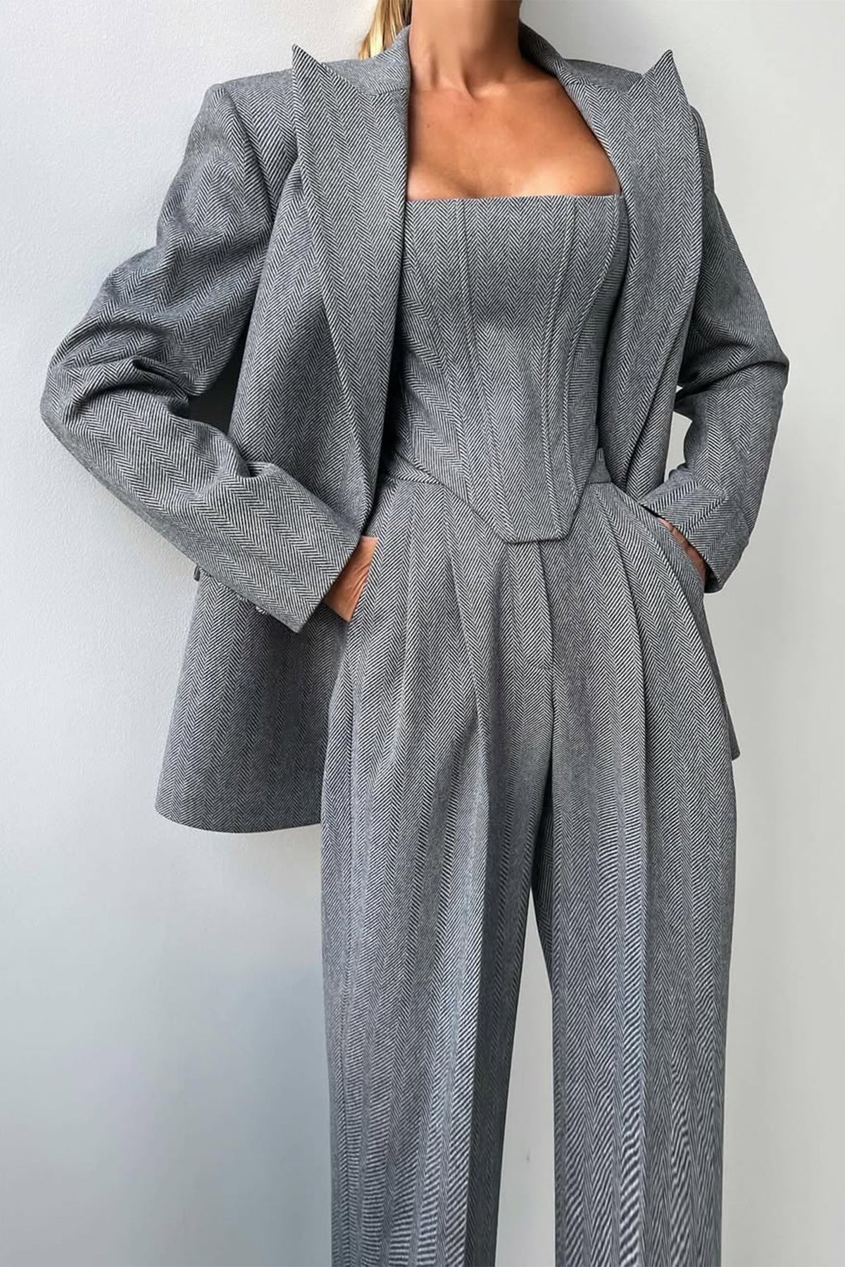 Three-Piece Set with Double-Breasted Blazer