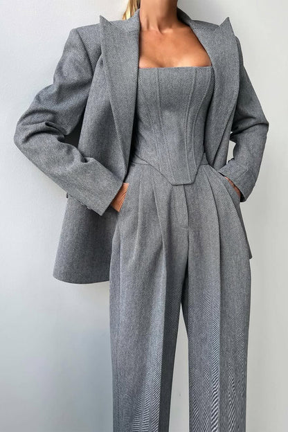 Three-Piece Set with Double-Breasted Blazer