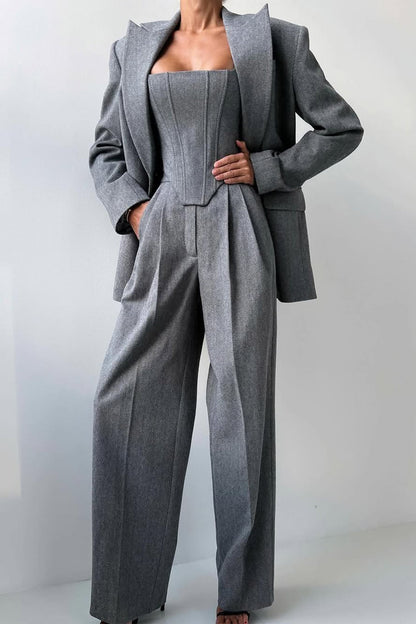 Three-Piece Set with Double-Breasted Blazer