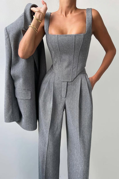 Three-Piece Set with Double-Breasted Blazer