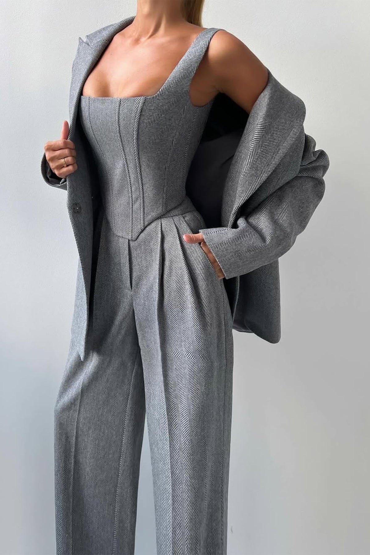 Three-Piece Set with Double-Breasted Blazer