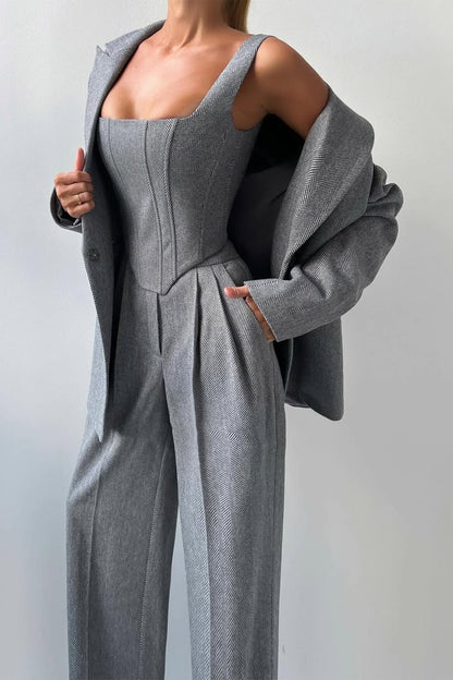 Three-Piece Set with Double-Breasted Blazer