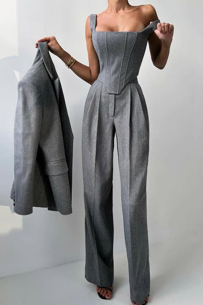 Three-Piece Set with Double-Breasted Blazer