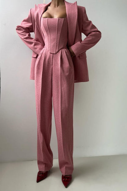 Three-Piece Set with Double-Breasted Blazer