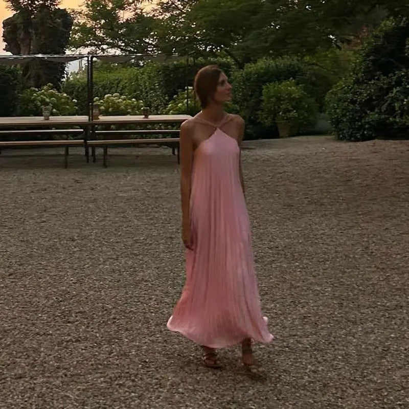 Image of Tiffany | Women's Sleeveless Pleated Maxi Dress