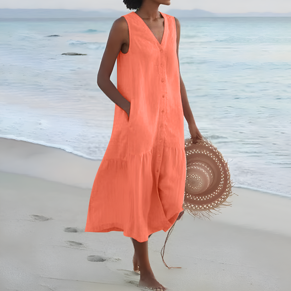 Image of Tina | Women's Sleeveless A-Line Midi Dress