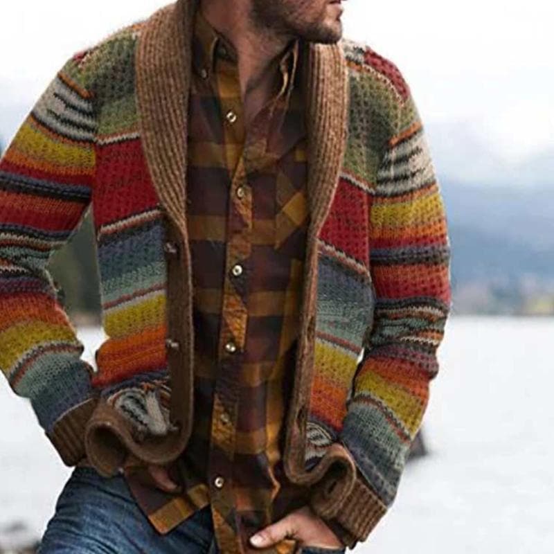 Tobias | Men's Shawl Collar Striped Cardigan