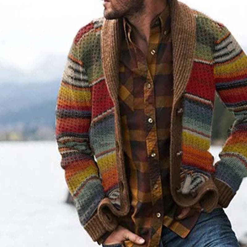 Tobias | Men's Shawl Collar Striped Cardigan