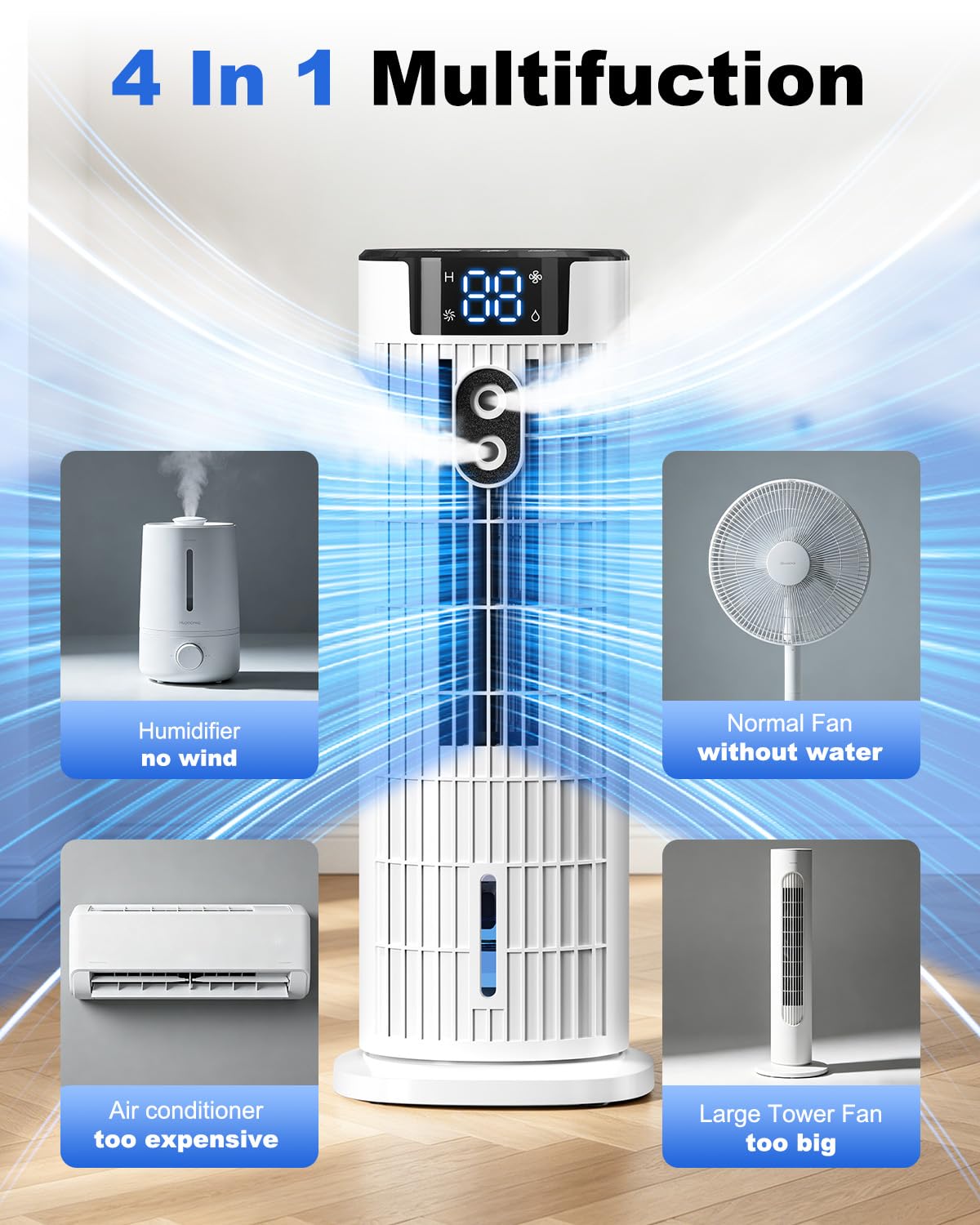 Tower Fan Air Cooler with Humidifier and Remote