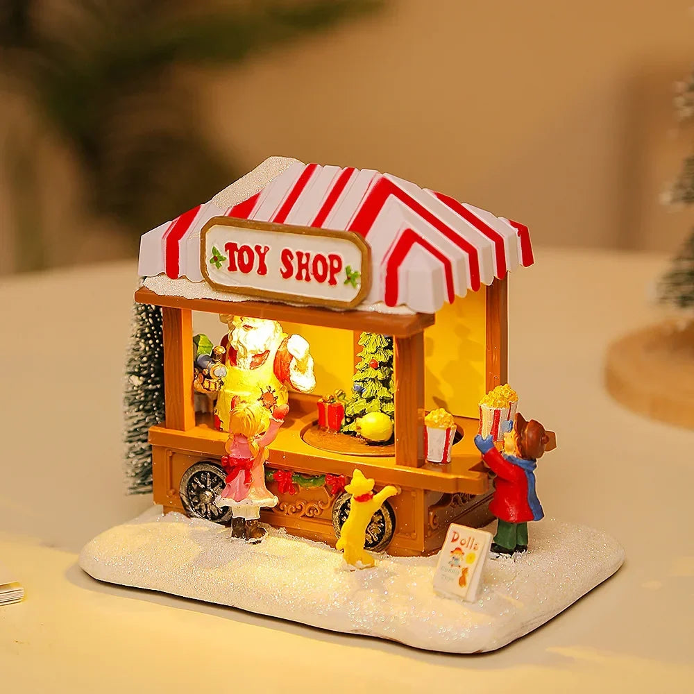 Toy Shop Christmas Scene with LED Lights and Music