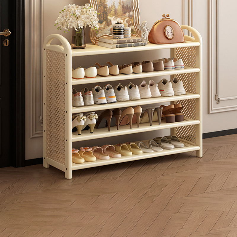 Traditional Vintage Rectangular Bamboo, MDF and PE Rattan 5/6-Tier Shoe Storage Shelf for Entryway and Living Room