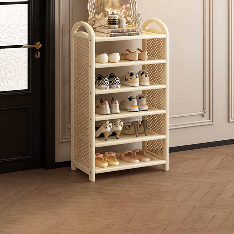 Traditional Vintage Rectangular Bamboo, MDF and PE Rattan 5/6-Tier Shoe Storage Shelf for Entryway and Living Room