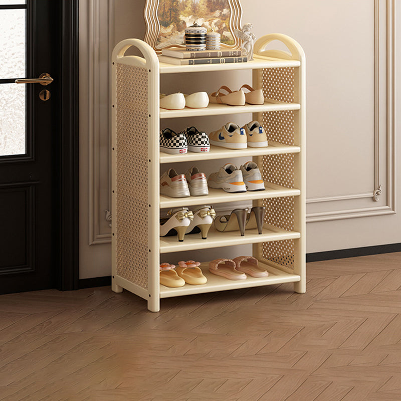 Traditional Vintage Rectangular Bamboo, MDF and PE Rattan 5/6-Tier Shoe Storage Shelf for Entryway and Living Room