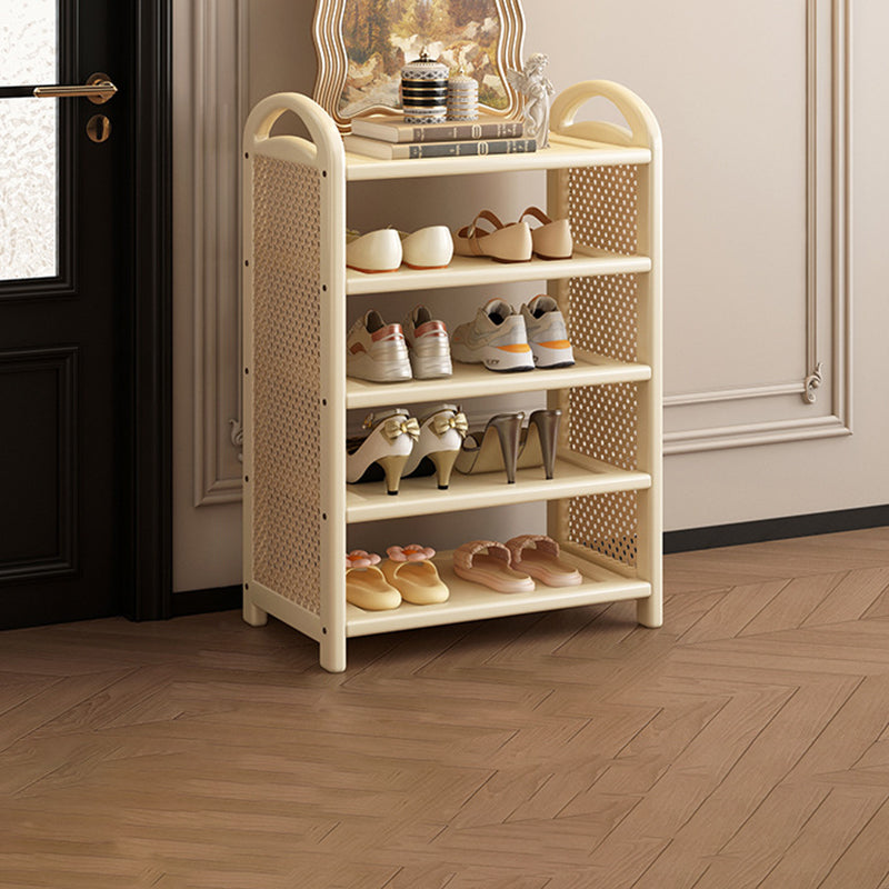Traditional Vintage Rectangular Bamboo, MDF and PE Rattan 5/6-Tier Shoe Storage Shelf for Entryway and Living Room
