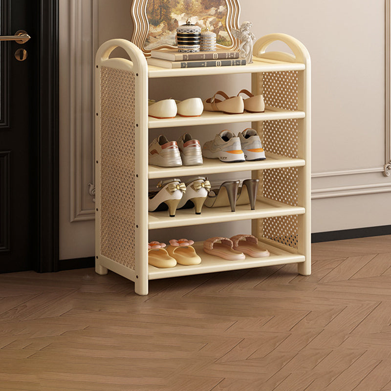Traditional Vintage Rectangular Bamboo, MDF and PE Rattan 5/6-Tier Shoe Storage Shelf for Entryway and Living Room