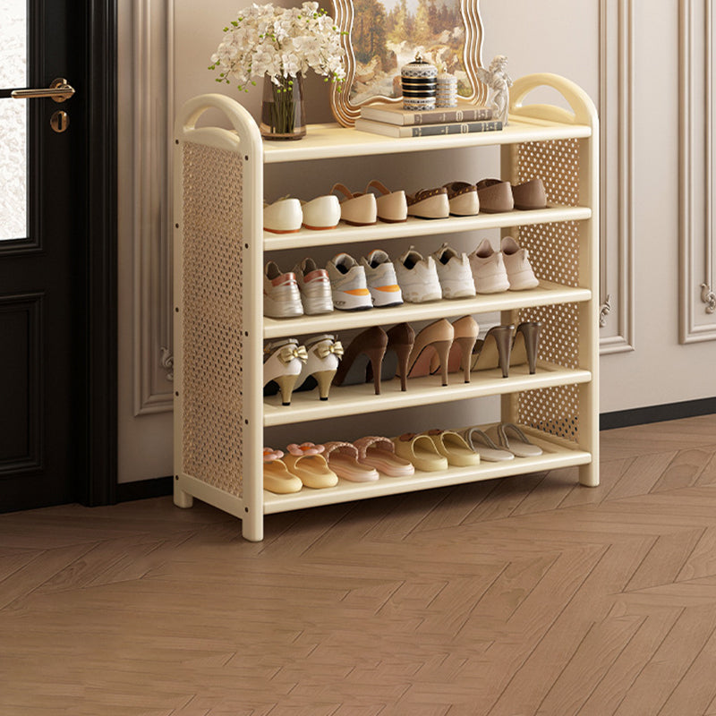 Traditional Vintage Rectangular Bamboo, MDF and PE Rattan 5/6-Tier Shoe Storage Shelf for Entryway and Living Room