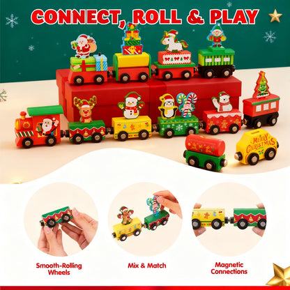 Train Advent Calendar with 12 Friction-Powered Cars That Link Together with Magnets