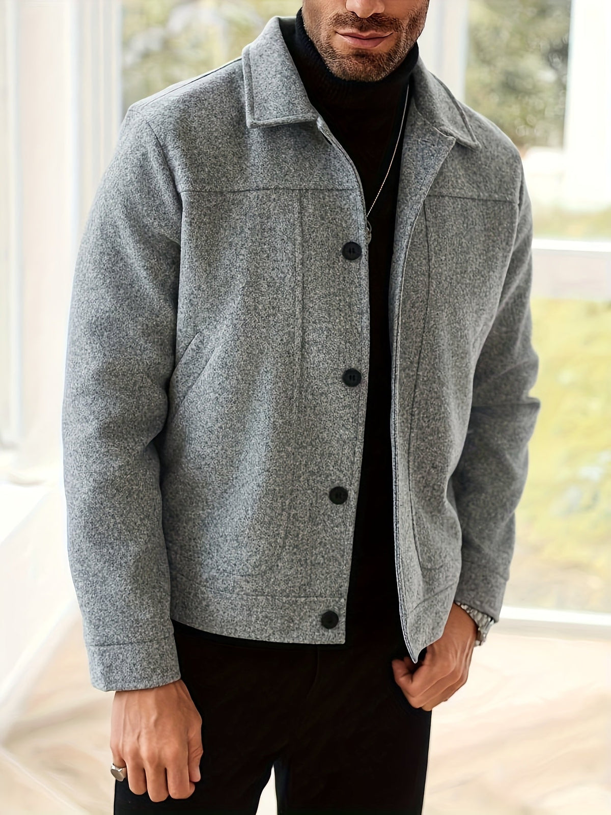 Transitional Jacket with Button Placket