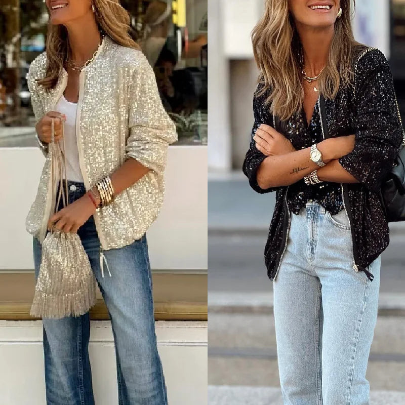 Trendy Women's Sequin Blazer for Spring & Events