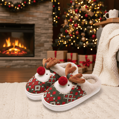 Unisex Christmas Slippers with Embroidered Design