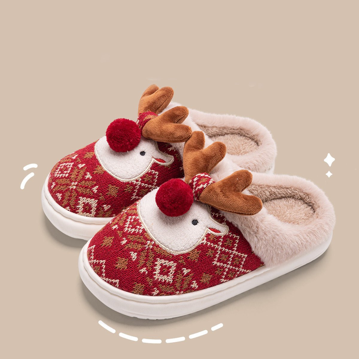 Unisex Christmas Slippers with Embroidered Design