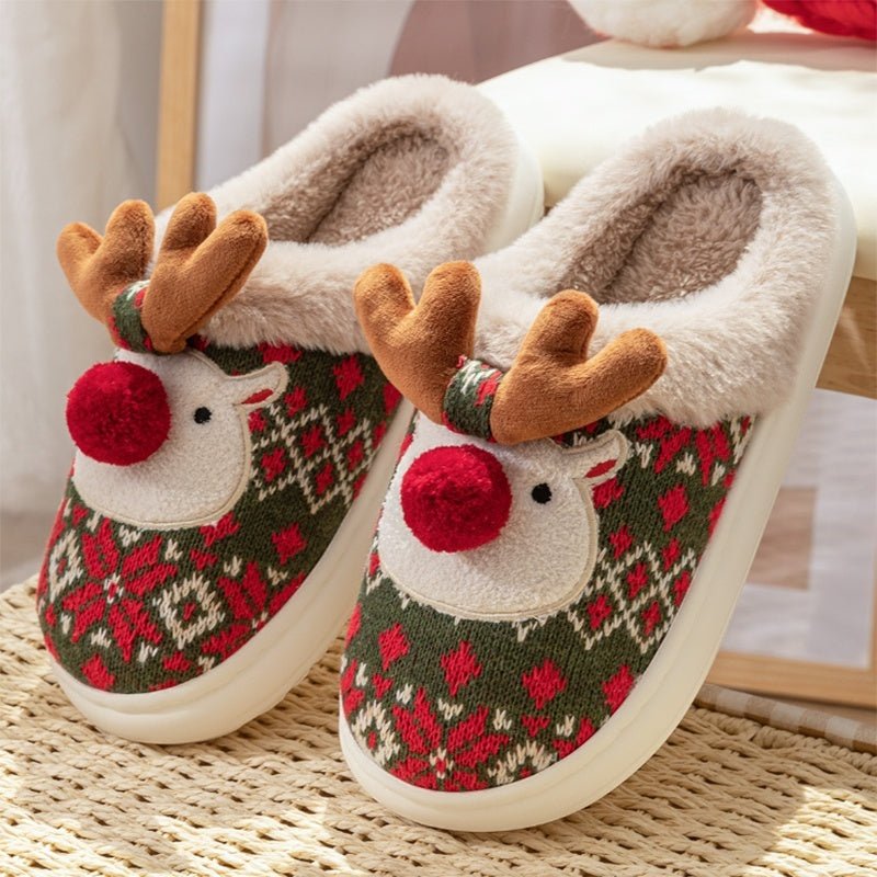 Unisex Christmas Slippers with Embroidered Design