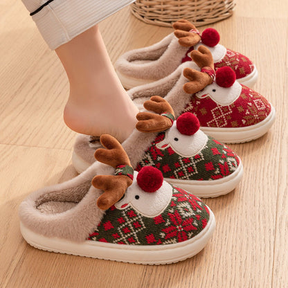 Unisex Christmas Slippers with Embroidered Design